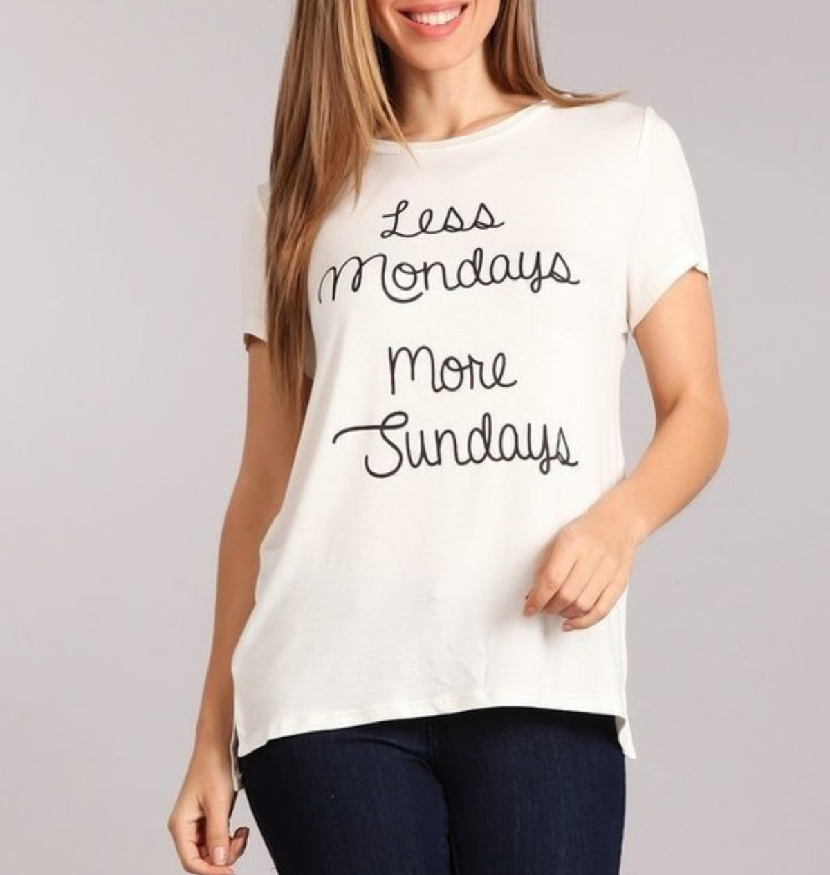 LESS MONDAYS  MORE SUNDAYS GRAPHIC TSHIRT|| WHT