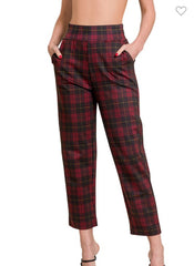 PIA PULL ON 4 POCKET PLAID PANTS||