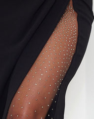 COLEY RHINESTONE MESH INSERT DRESS