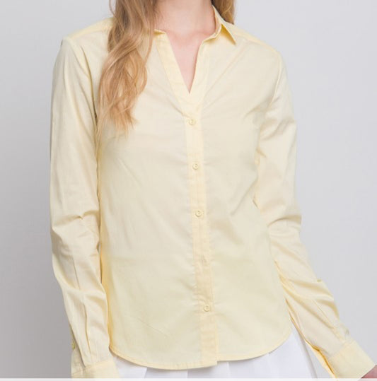 SIA SOLID LONG SLEEVE BUTTON FRONT SHIRT||YELLOW